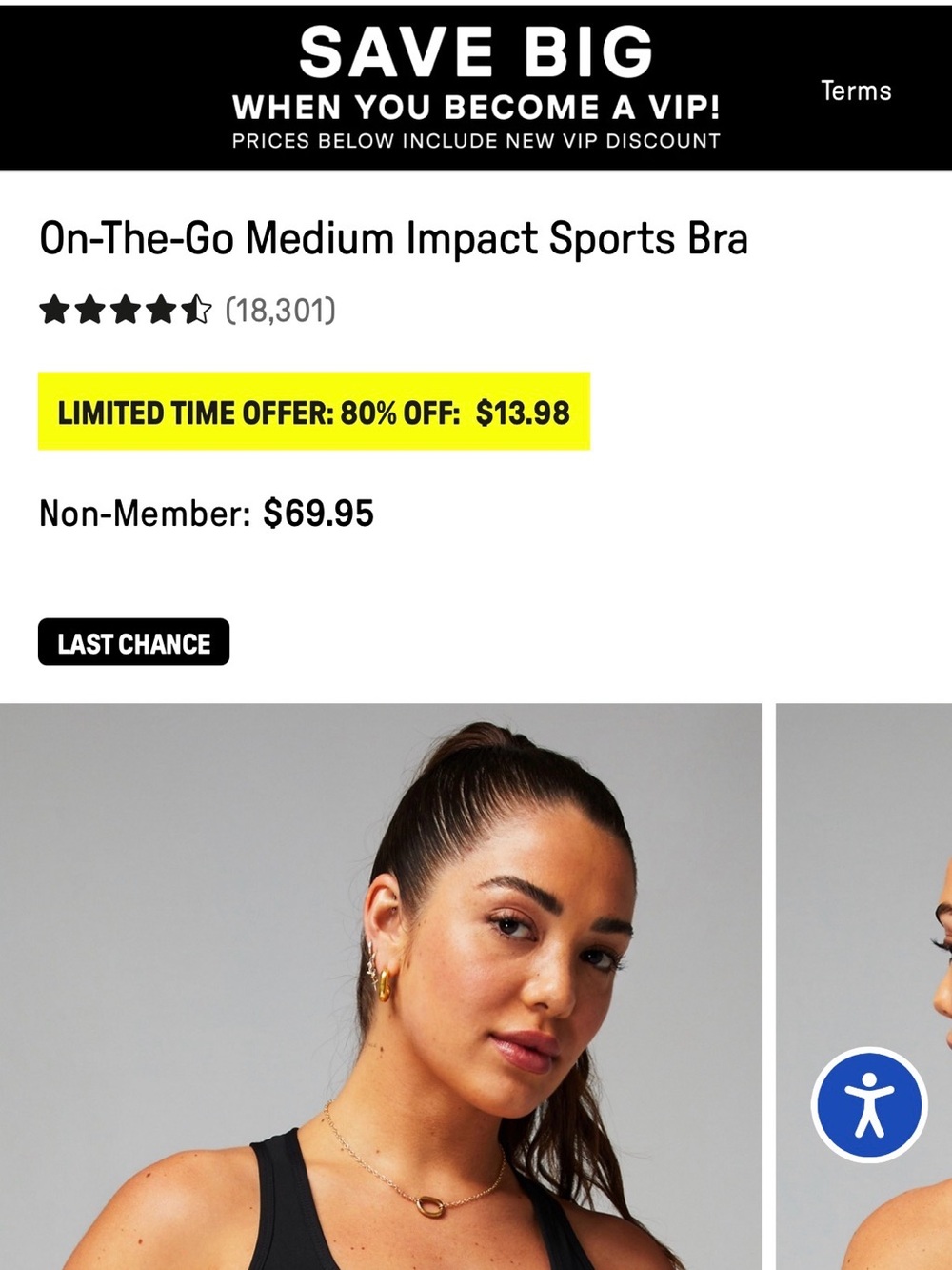 Fabletics Black Medium-Impact Sports Bra